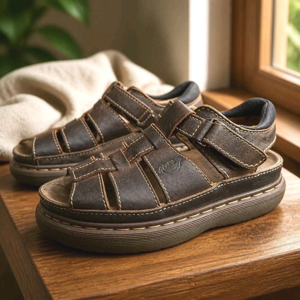 Dr. Martens Brown Leather Fisherman Sandals